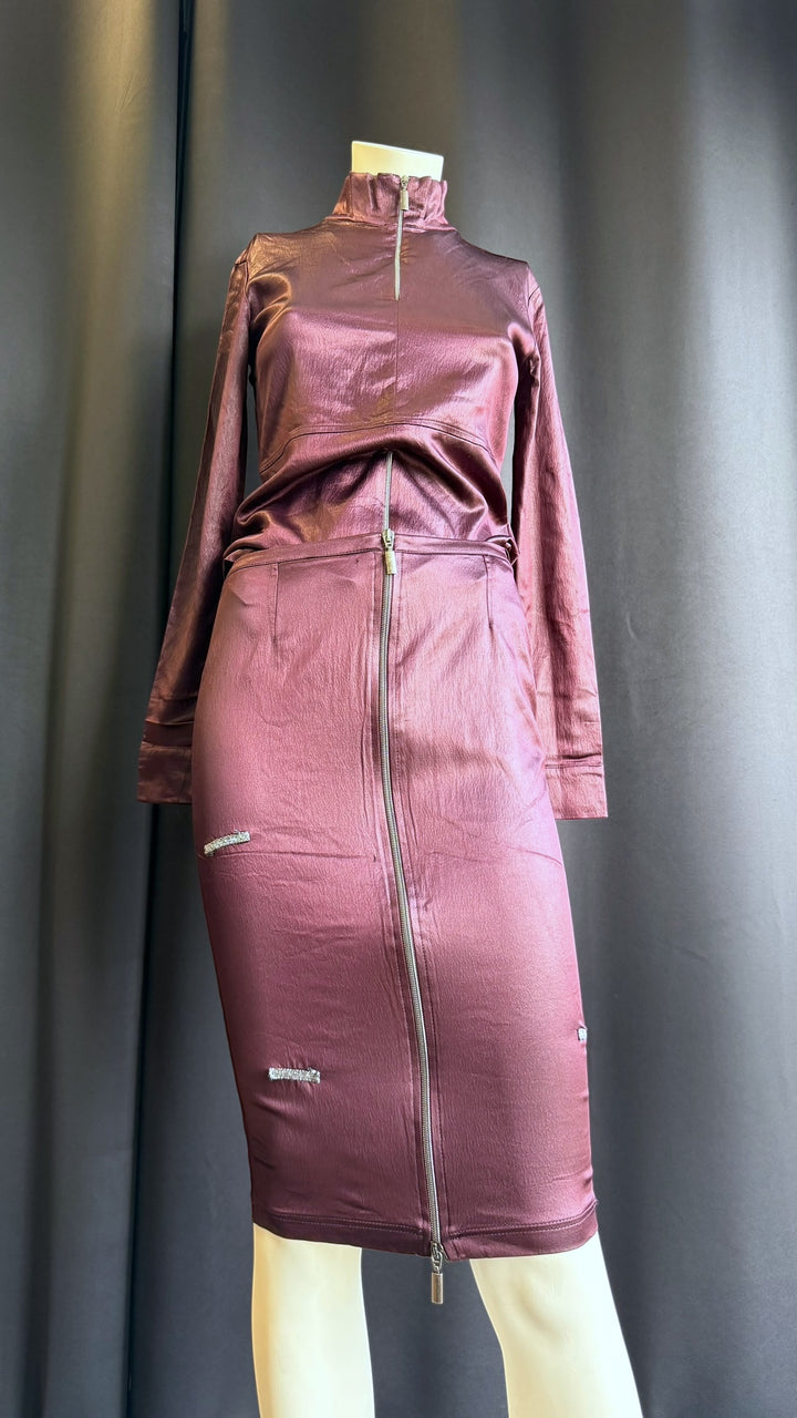 Krizia vintage metallic plum two-piece set small