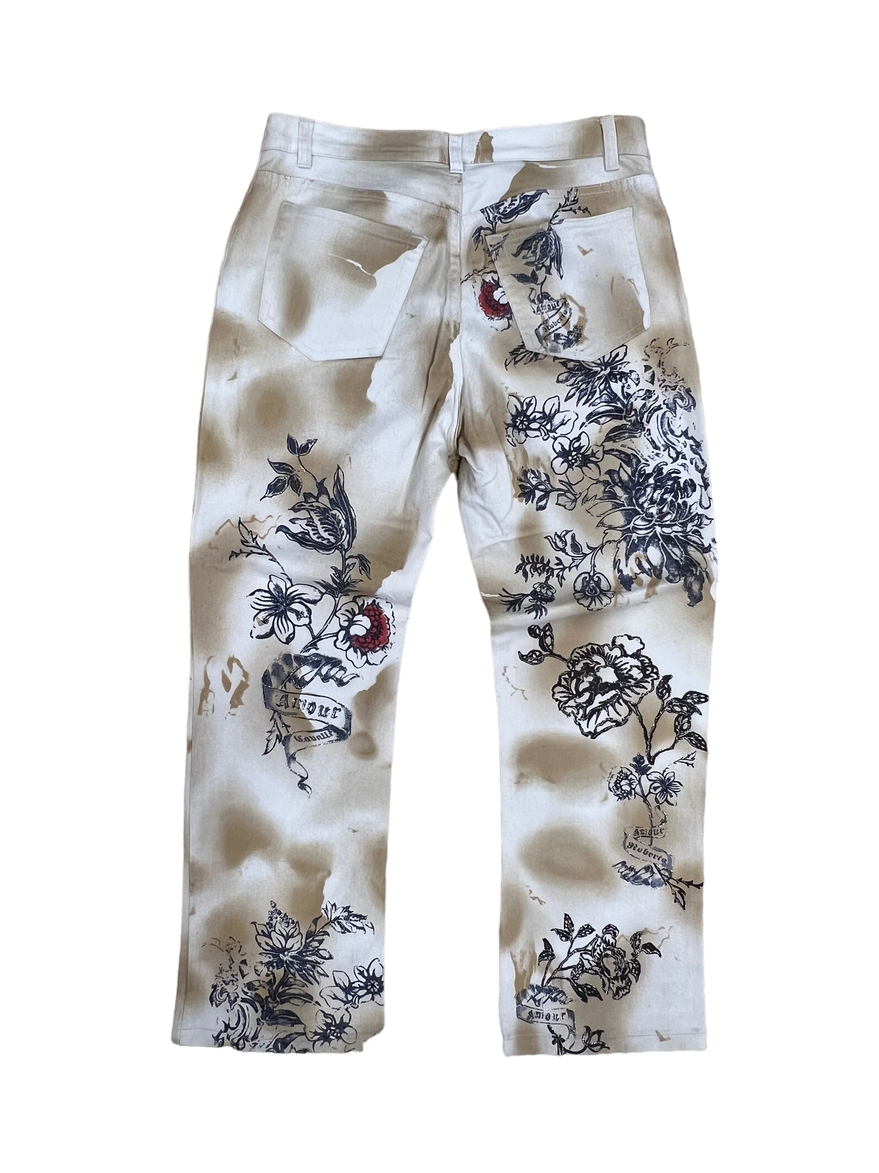 Rare Roberto Cavalli SS 2003 Tattoo Print Jeans – Rats Vintage