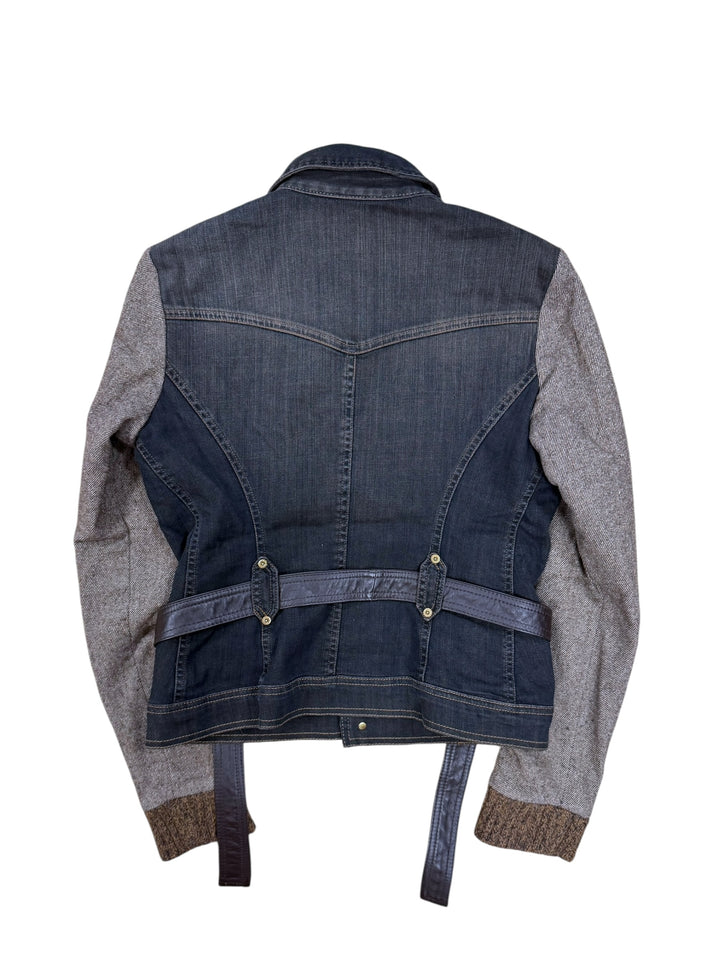 Dolce & Gabbana Black Denim & Wool Sleeve Belted Jacket Small