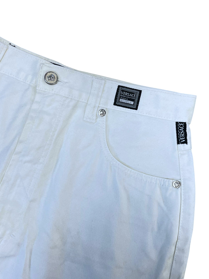 Versace Jeans Couture White Denim Mini Skirt Medium