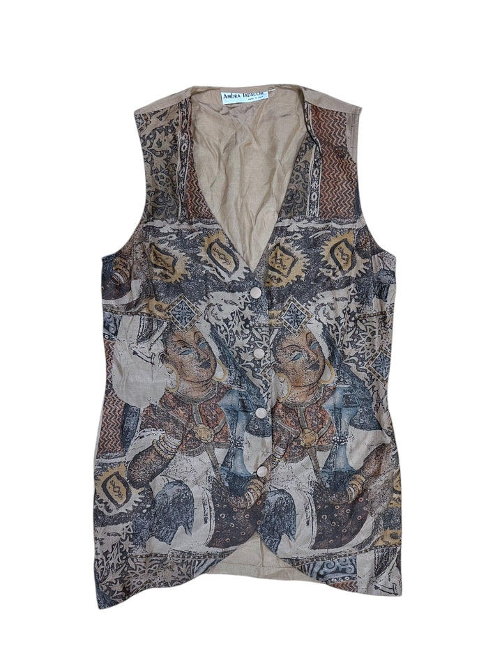 Vintage Ethnic Print Vest Medium