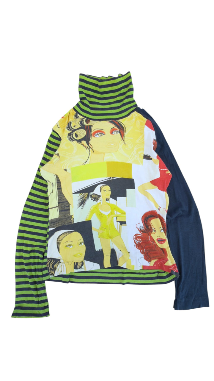 Custo Barcelona 2000s graphic turtleneck top medium