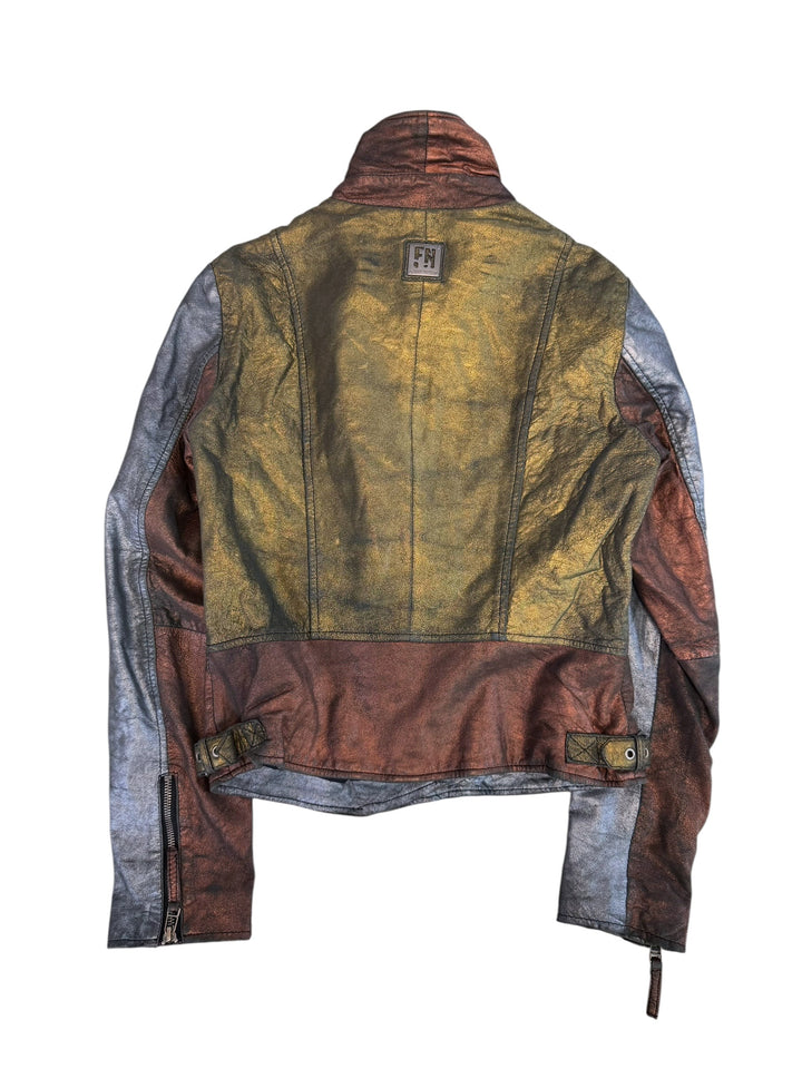 Freaky Nation Disco Fever metallic leather biker jacket
