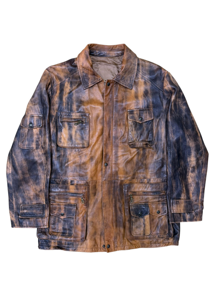 Vintage Italian distressed leather field jacket