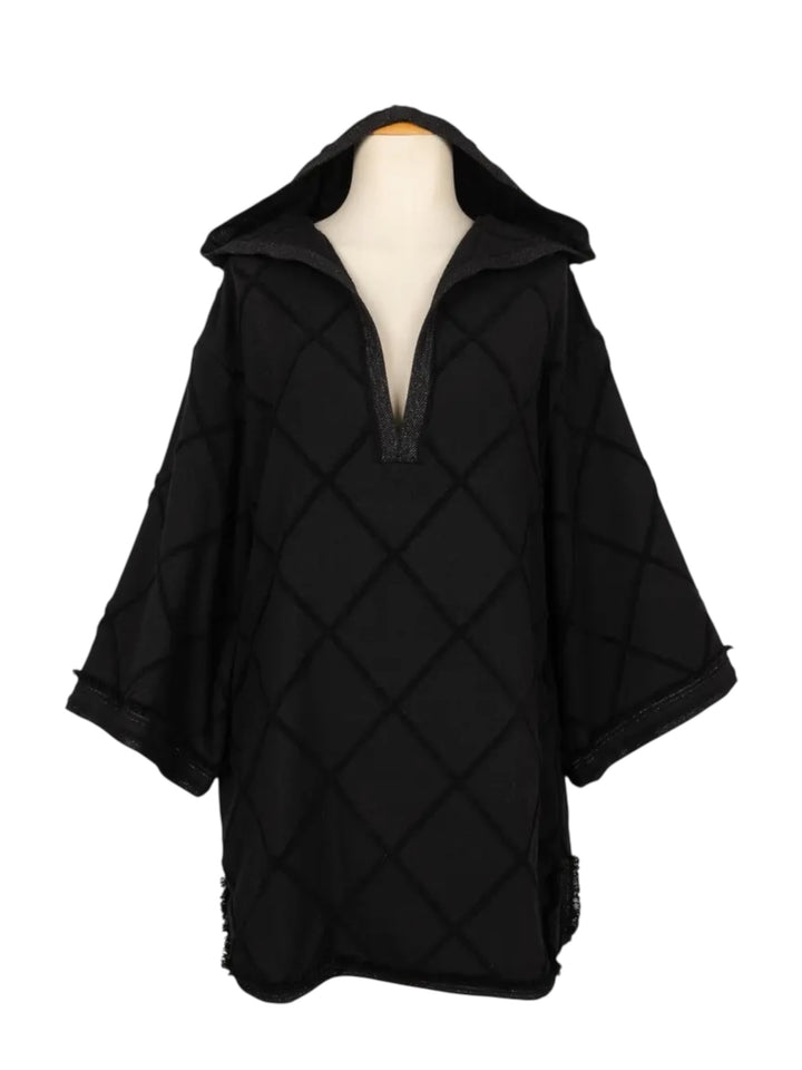 Chanel black hooded terry mini dress xs-s