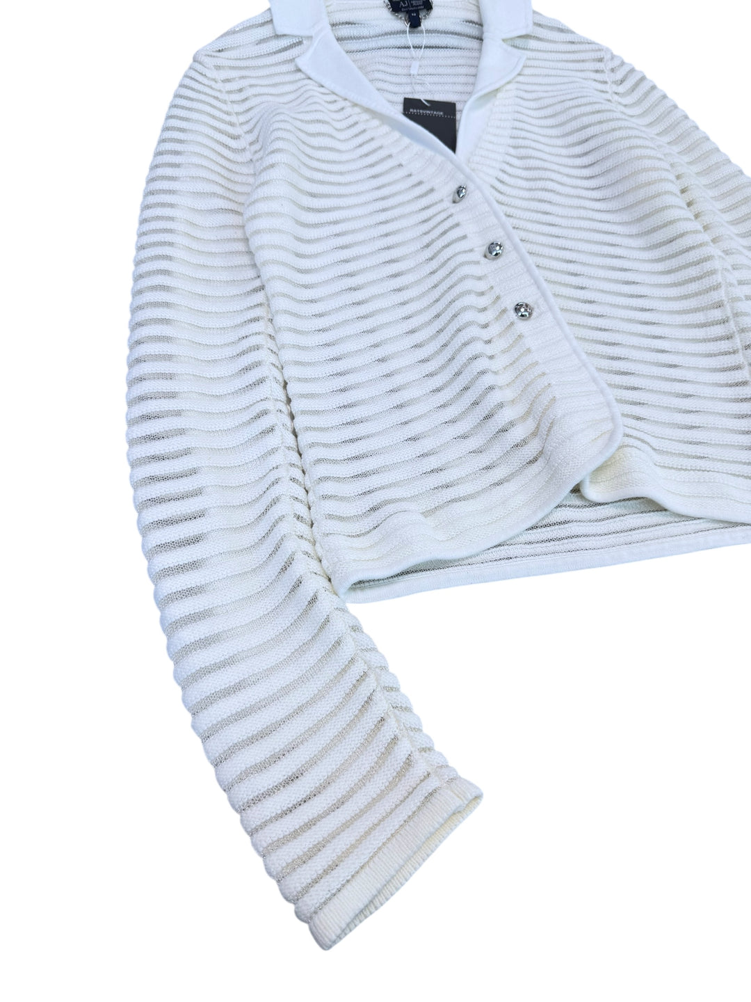 Armani jeans sheer white knit cardigan medium