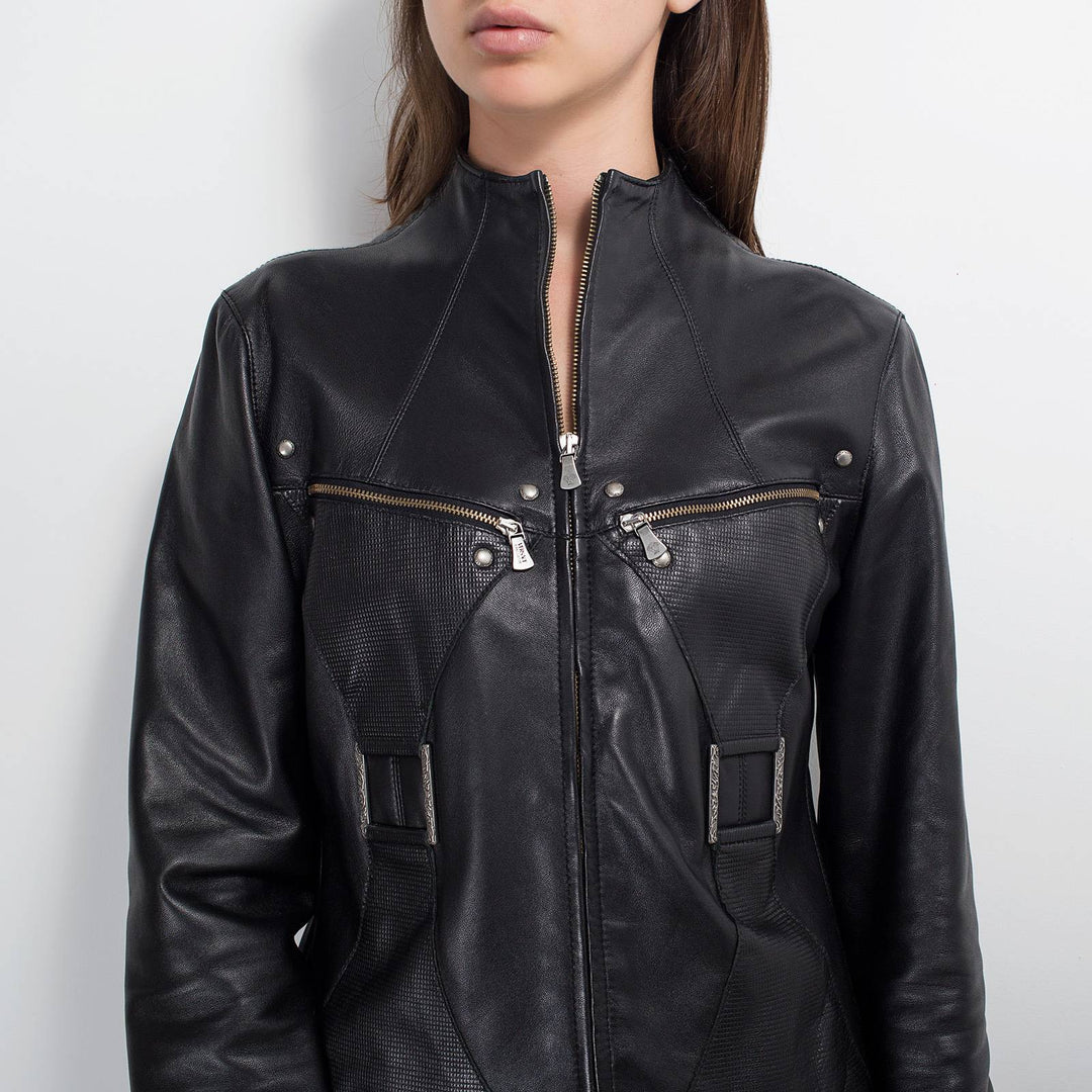 Versace Vintage Leather Biker Jacket Women’s Medium