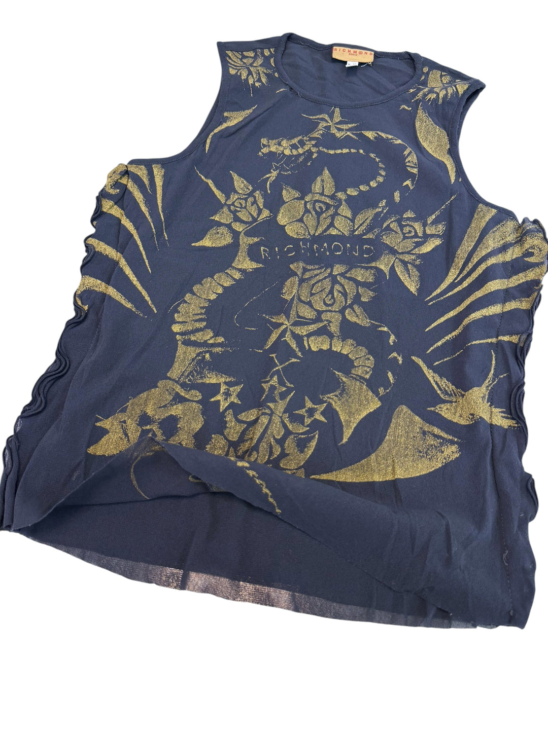 John Richmond denim gold snake print sleeveless top