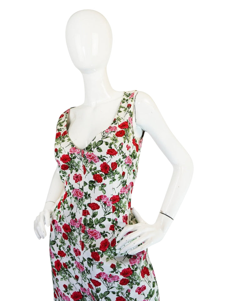 1990s Dolce & Gabbana Pretty Floral Fitted Dress Small