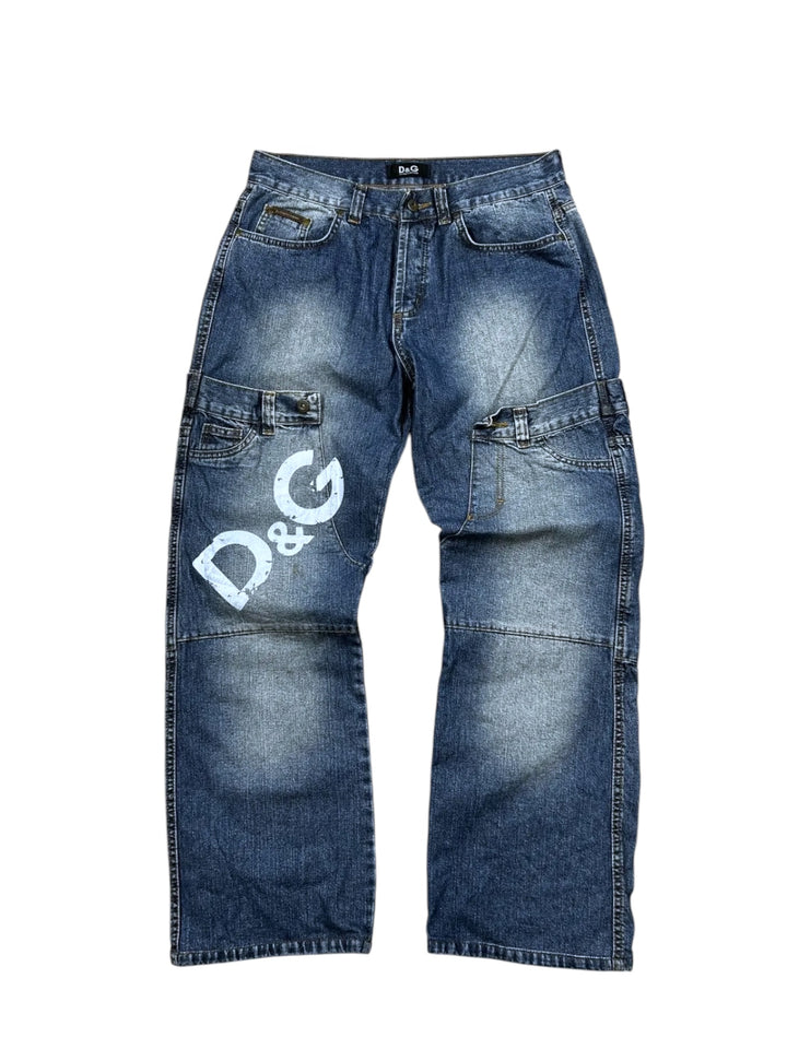 DOLCE&GABBANA archive 90’s double DG Logo waist jeans Men's Large