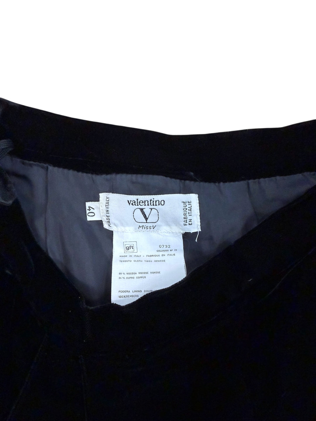 Valentino Miss V vintage black velvet pencil skirt extra small