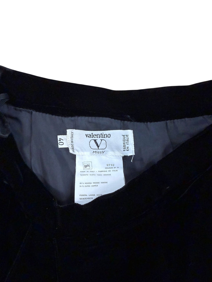 Valentino Miss V vintage black velvet pencil skirt extra small