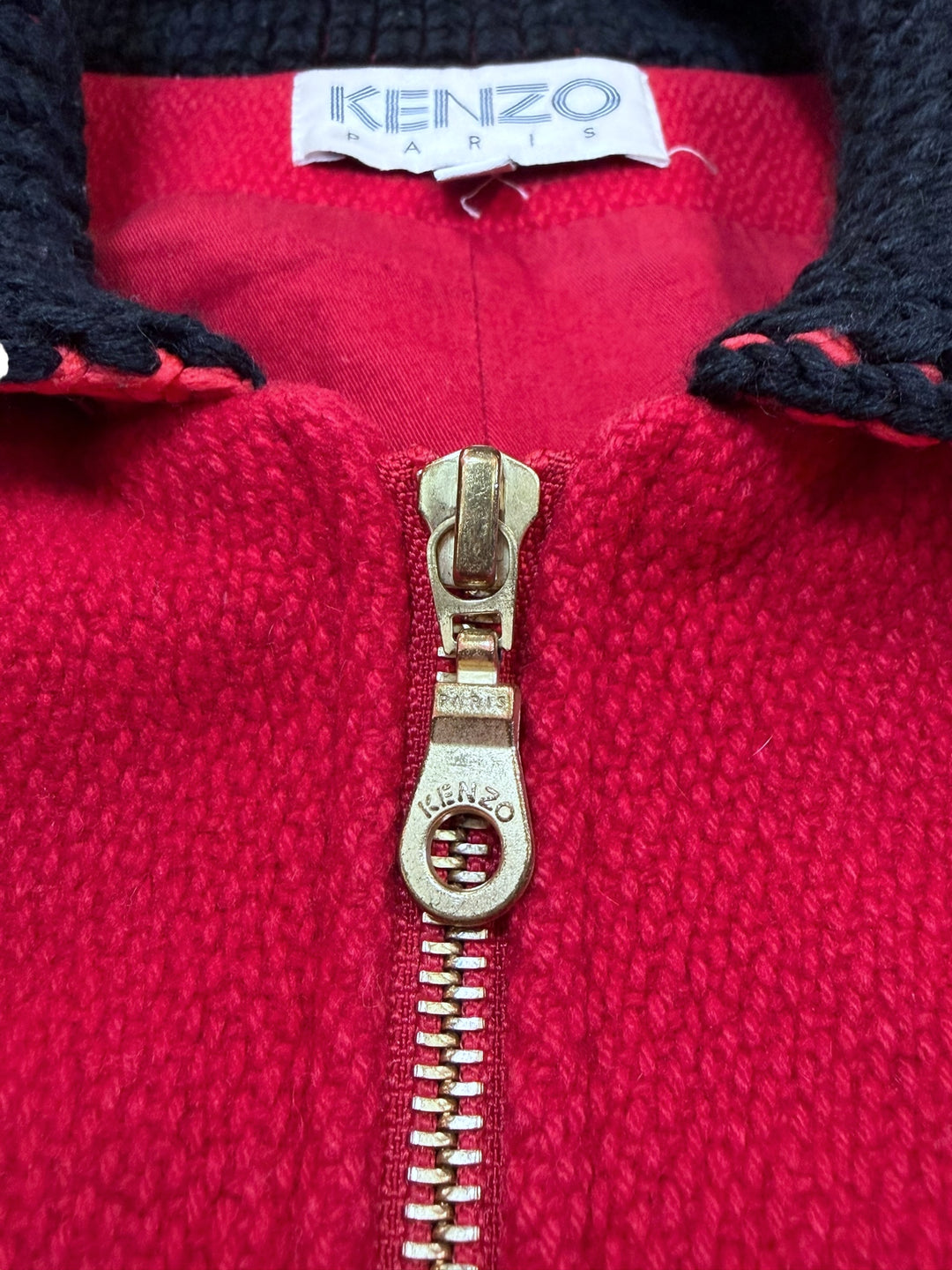 Kenzo Paris wool & cashmere knit collar zip vest