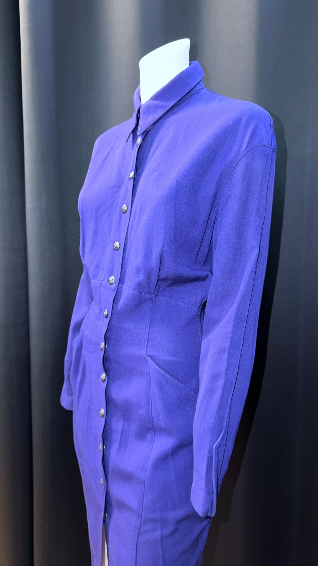 Thierry Mugler purple structured shirt dress - 90s archive