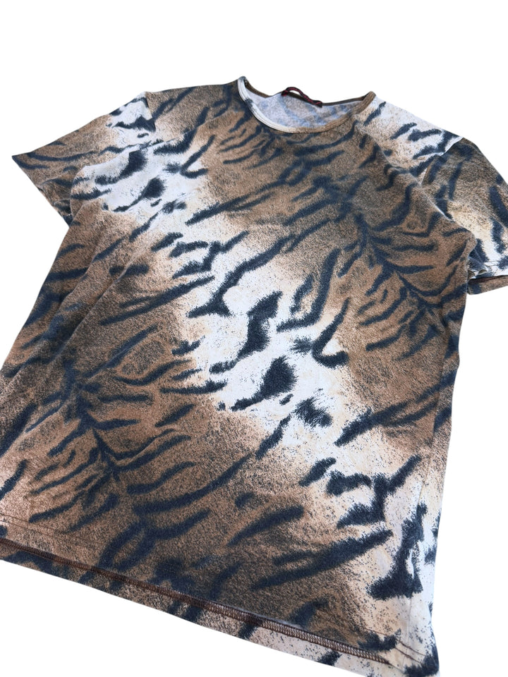 Roberto Cavalli tiger print stretch t-shirt – brown beige