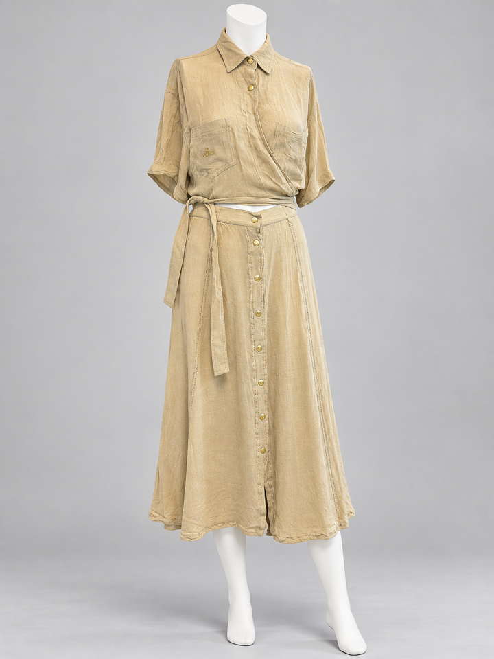 Fendi vintage beige two-piece skirt set