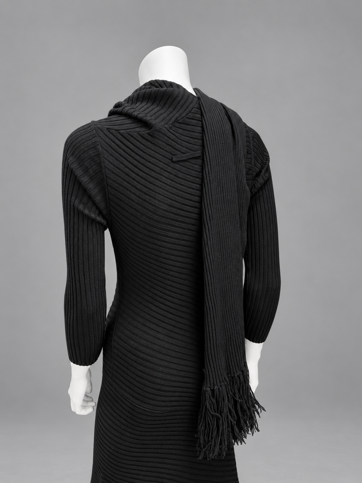 Jean Paul Gaultier ribbed knit dress with scarf