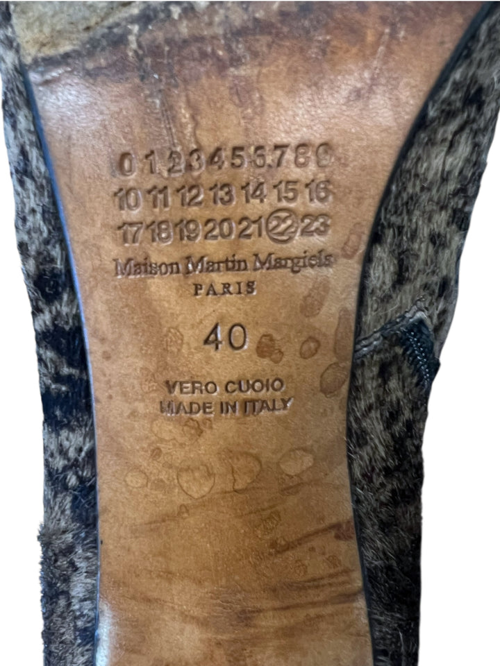 2000s Maison Martin Margiela Pony Hair Peep Toe Ankle Boots Size Eu40