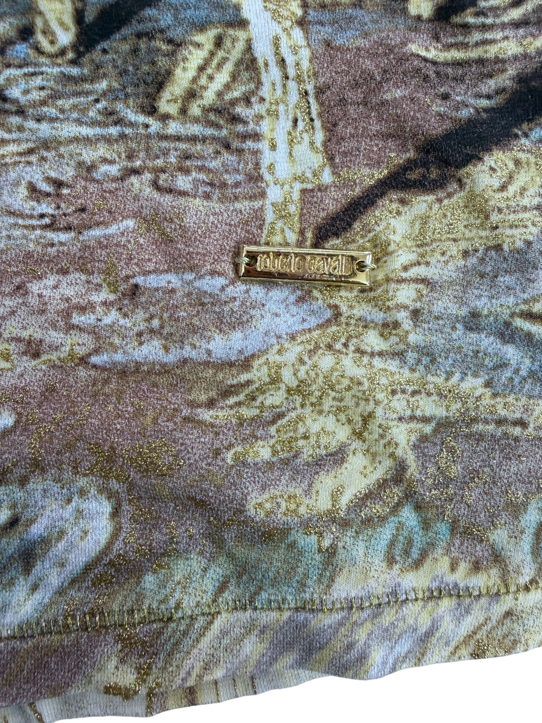 SS03 Roberto Cavalli baroque print lace top