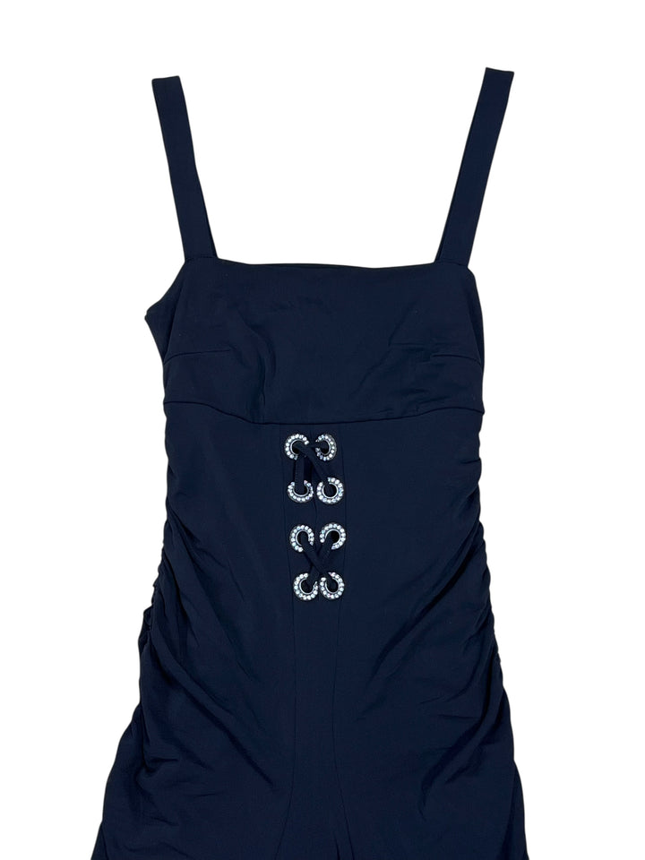 Roccobarocco Black Strappy Dress with Crystal Details Extra Small Info
