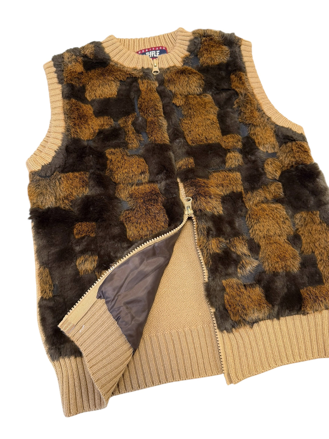 2000s Rifle Heritage faux-fur knit zip vest