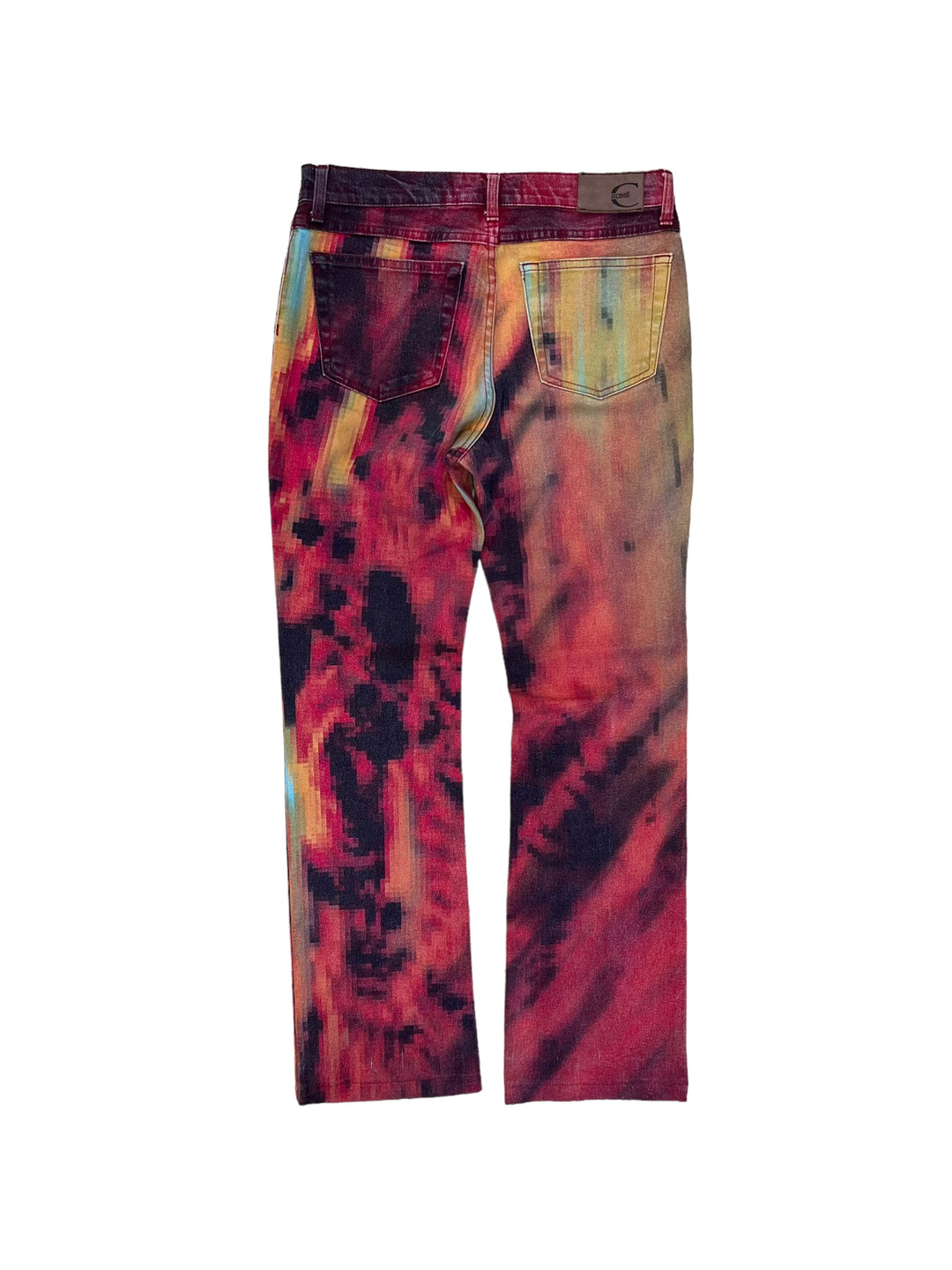 Just Cavalli SS 2001 Desi Lava Pixel digital printed archive jeans Women's small(36/38)