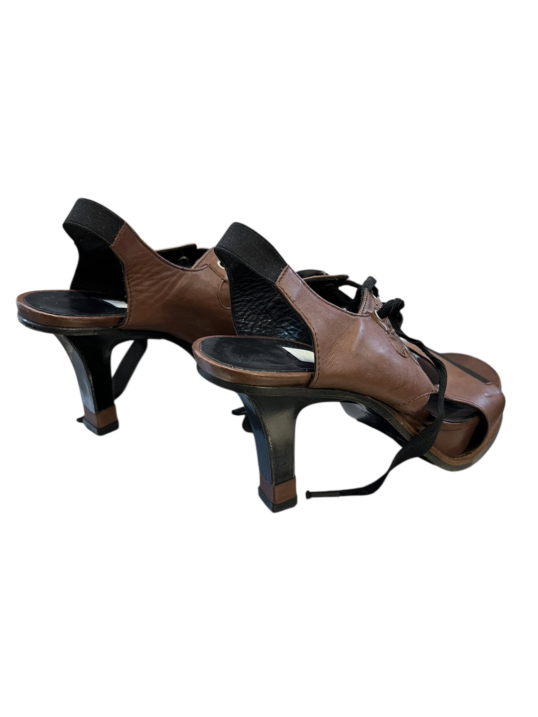Marithé + François Girbaud Vintage Brown Open-Toe Heels Size eu37.5