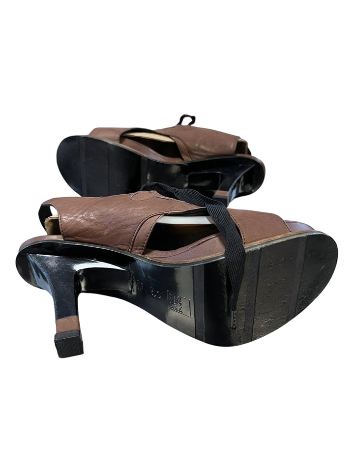 Marithé + François Girbaud Vintage Brown Open-Toe Heels Size eu37.5