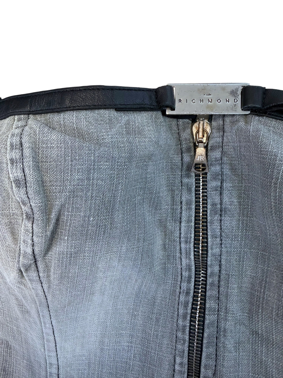 John Richmond grey strapless zip corset top