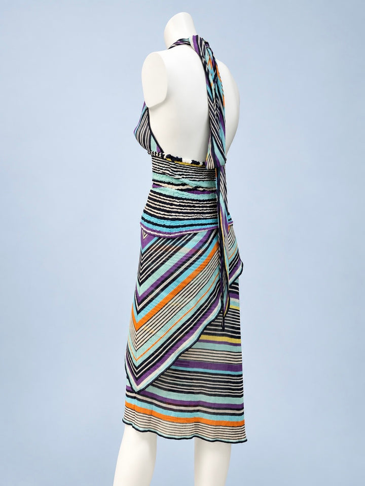 Missoni striped halter top and wrap skirt set