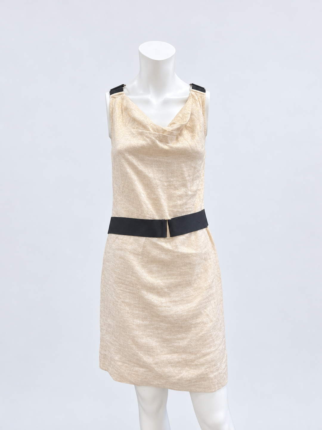 Dolce&Gabbana Champagne Linen Mini Dress with Cross-Back Straps Medium