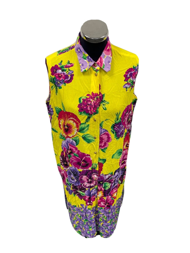 Versace Jeans Couture Floral Sleeveless Shirt Dress Large