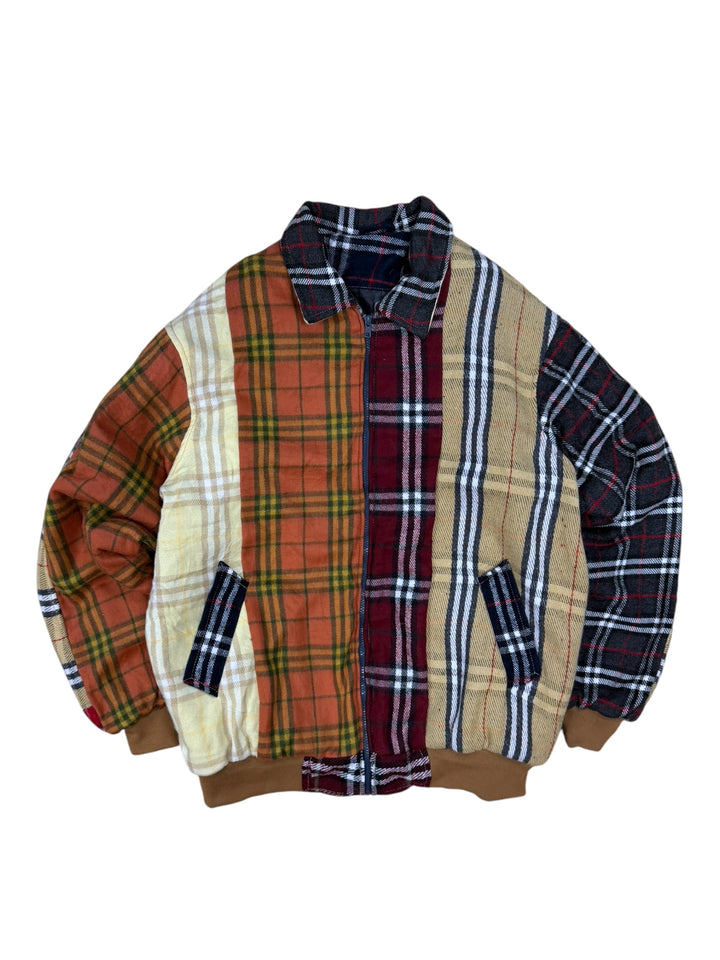 Reworked Tartan Patchwork Harrington Jacket Extra Large