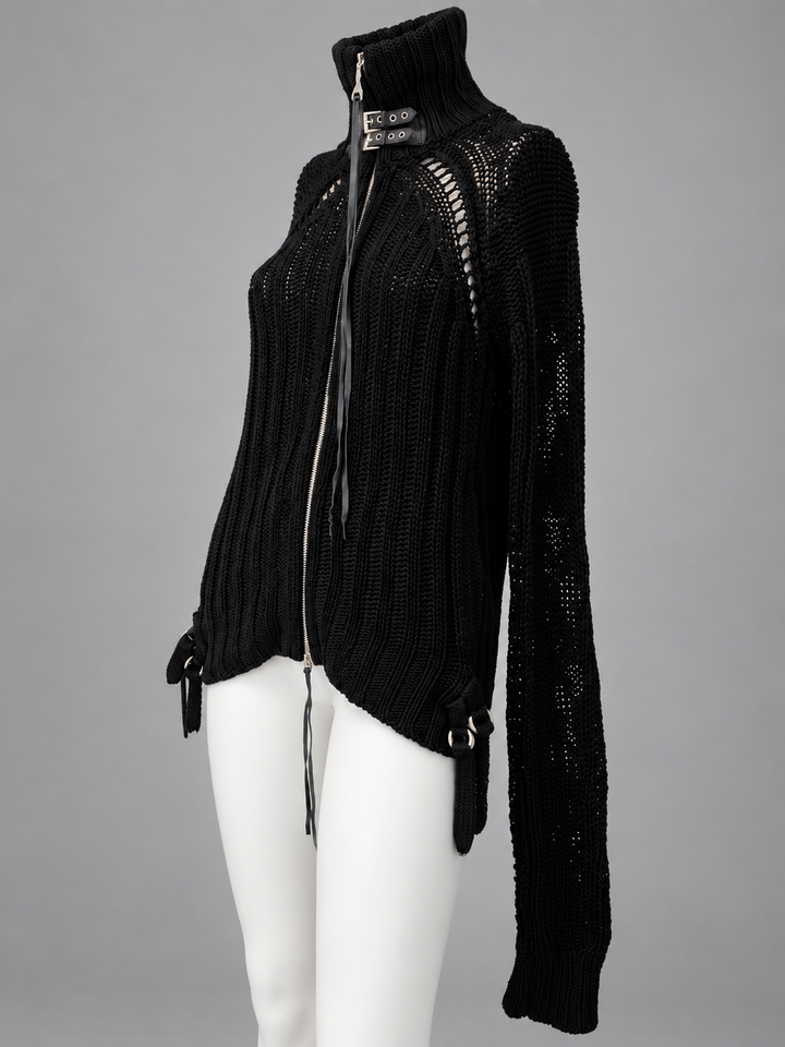 Patrizia Pepe open knit zip cardigan