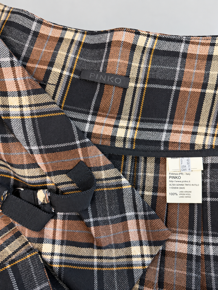 Pinko plaid pleated mini skirt