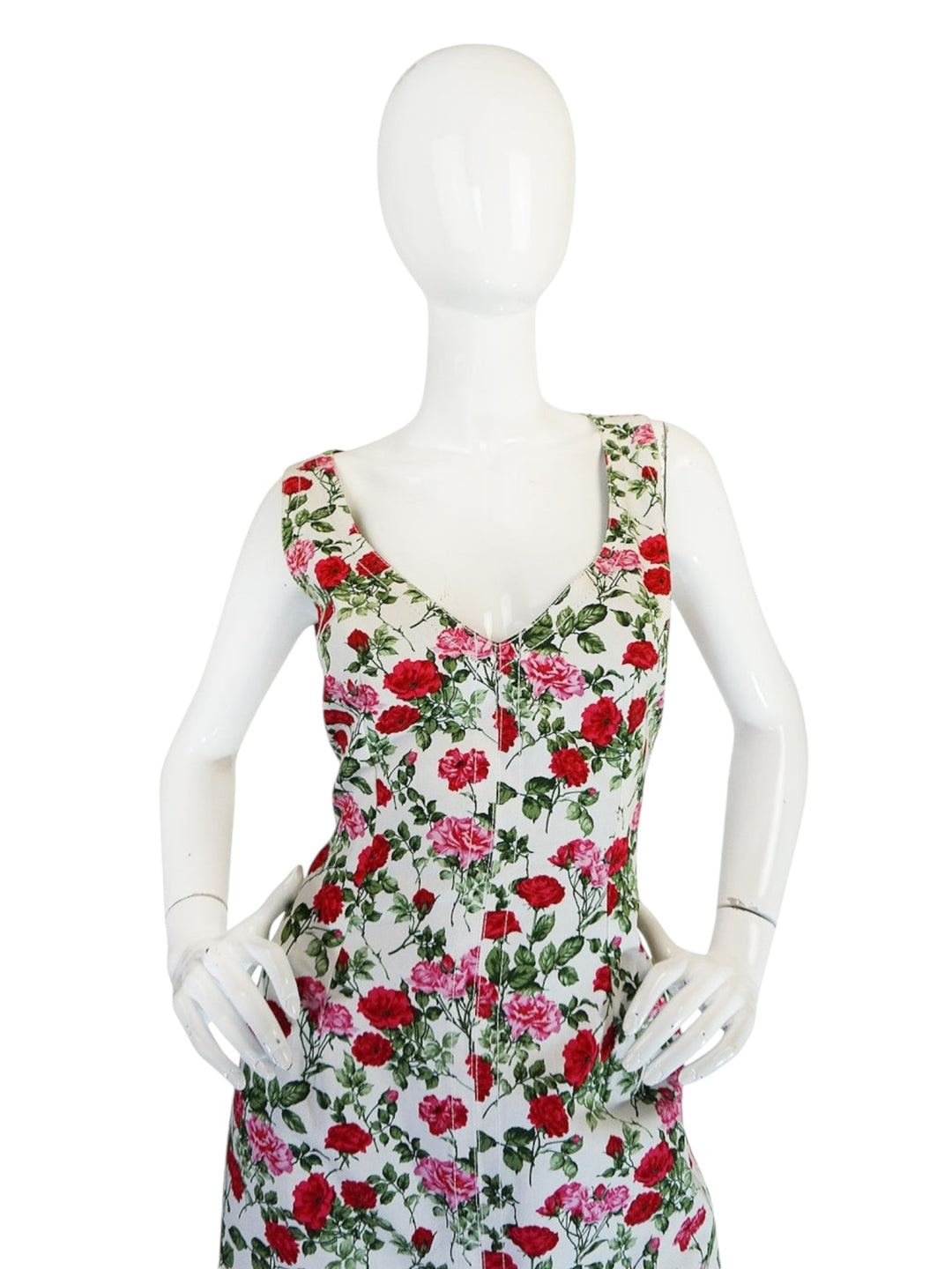 1990s Dolce & Gabbana Pretty Floral Fitted Dress Small