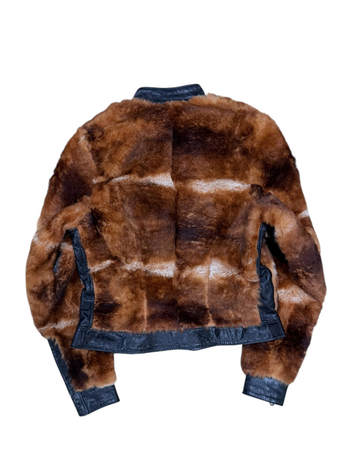 Vintage Rabbit & Fox Fur Leather Jacket Medium