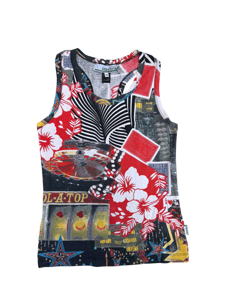 Roberto Cavalli Freedom casino print tank top