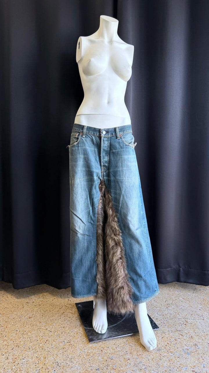 Levi’s reworked fur split maxi jeans men’s large