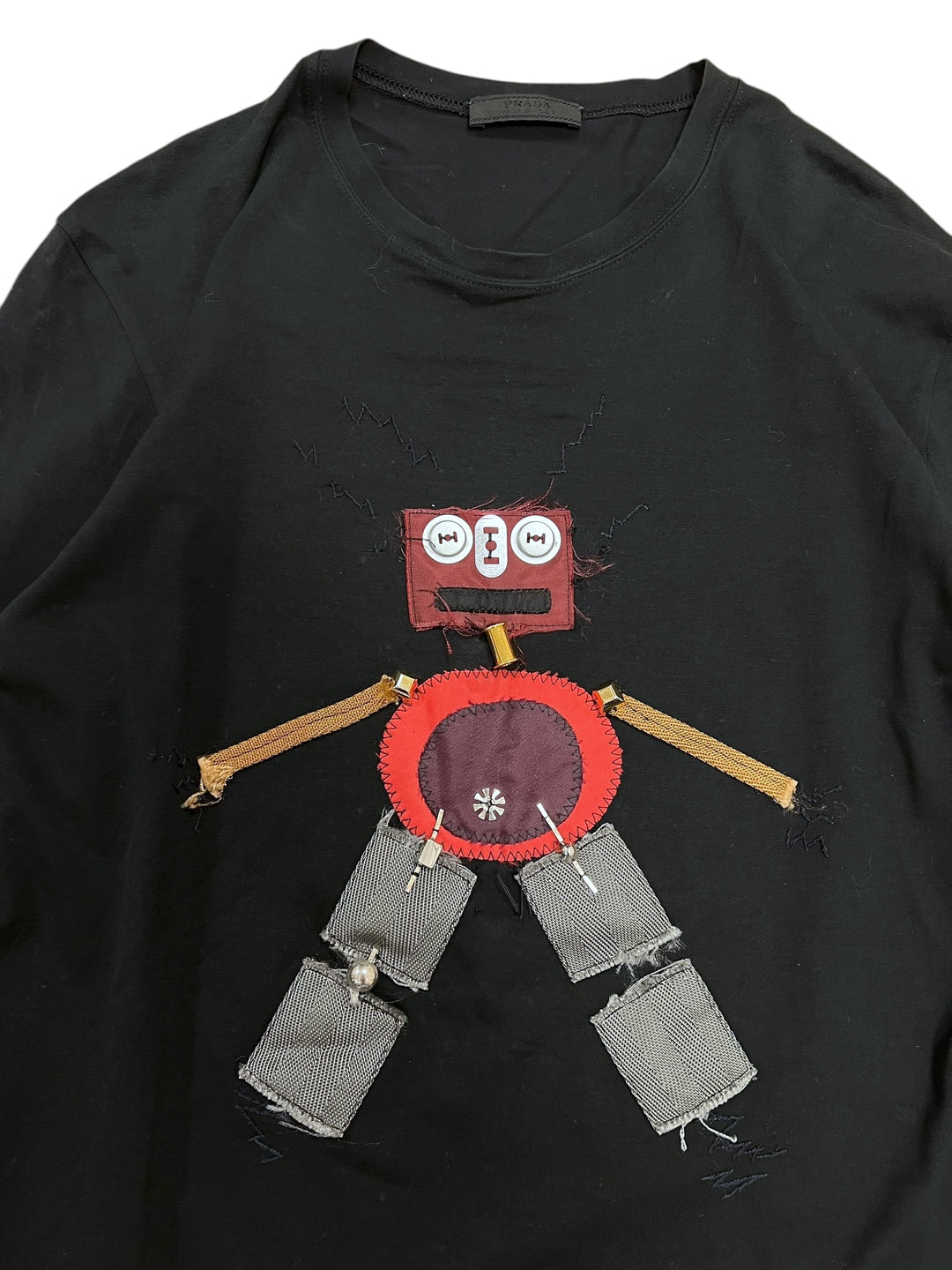Prada FW04 embroidered robot long sleeve shirt men’s large