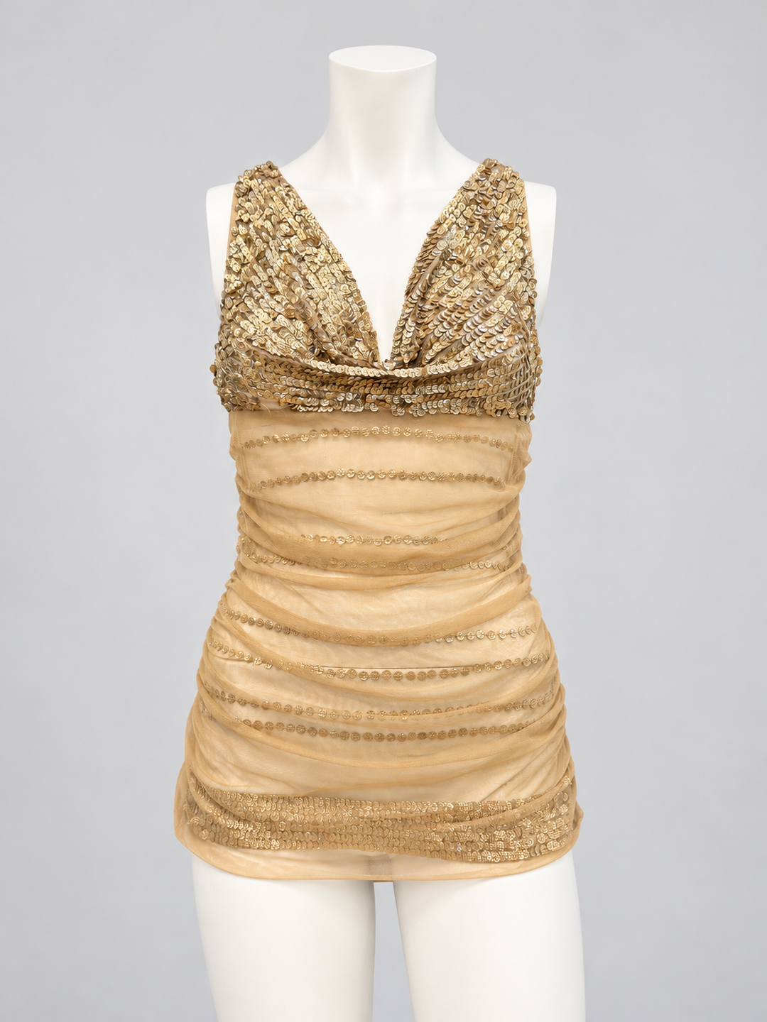Cristinaeffe gold sequin mesh top