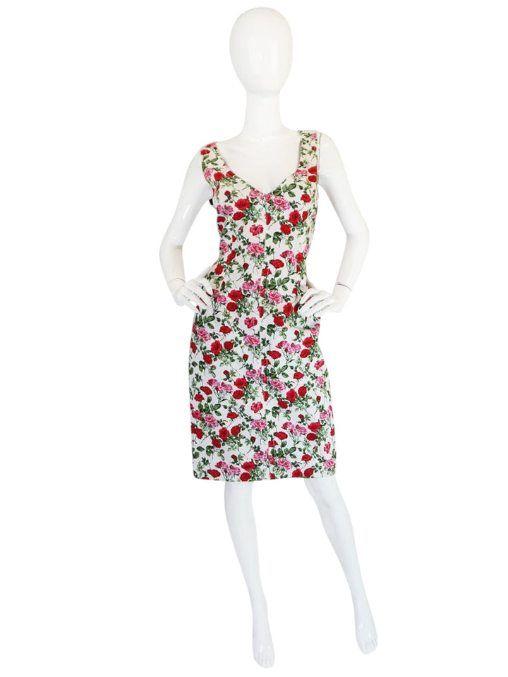 1990s Dolce & Gabbana Pretty Floral Fitted Dress Small