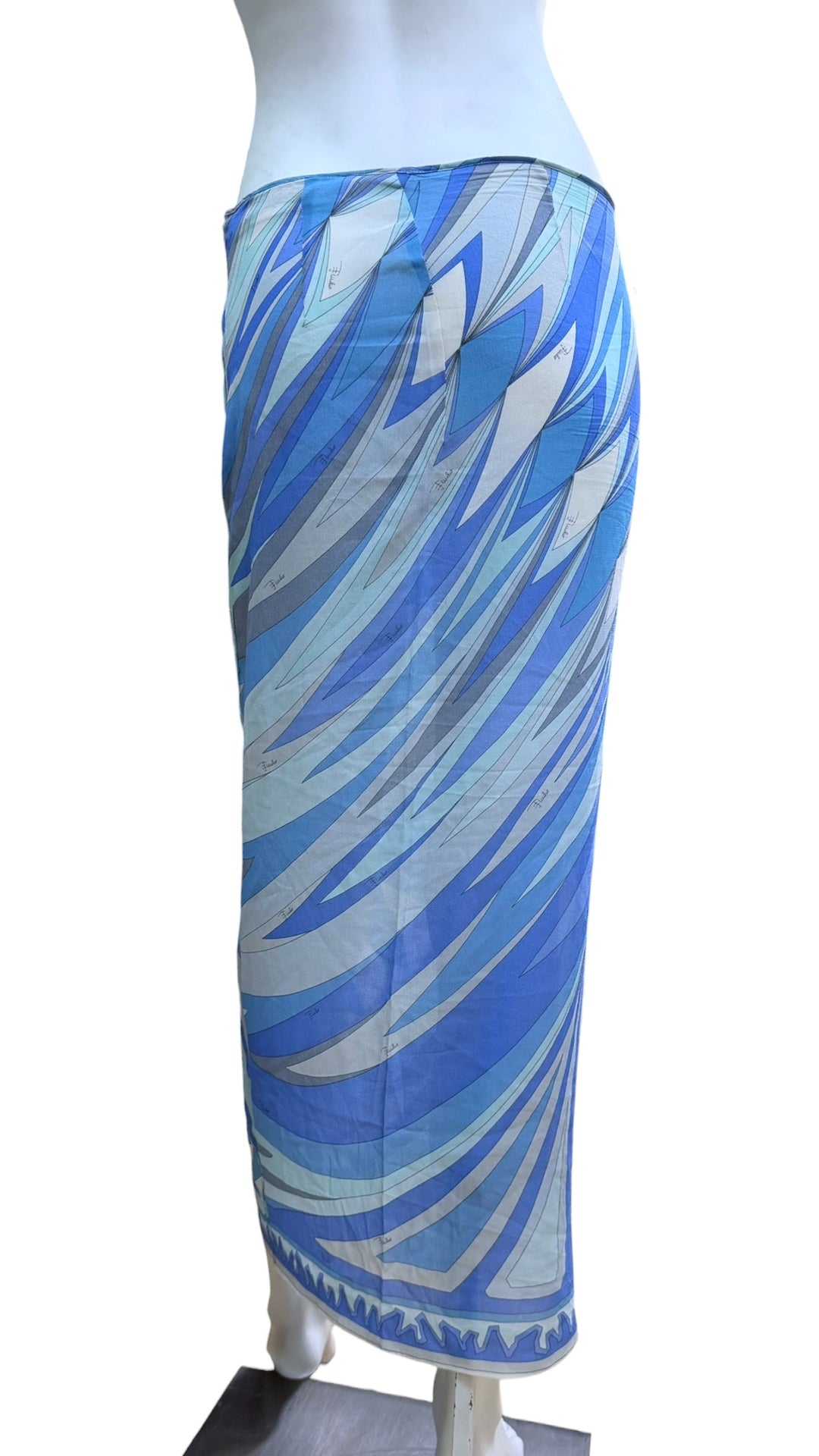 Emilio Pucci blue abstract print silk skirt