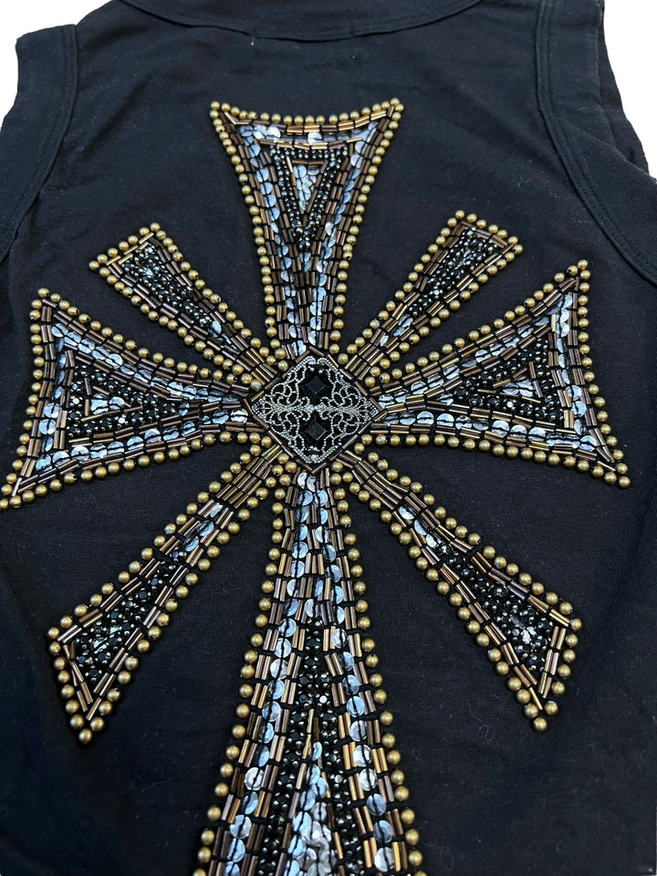 Pinko 2000’s BEADED CROSS sleeveless top women’s small