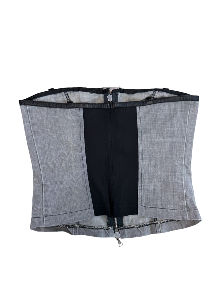 John Richmond grey strapless zip corset top
