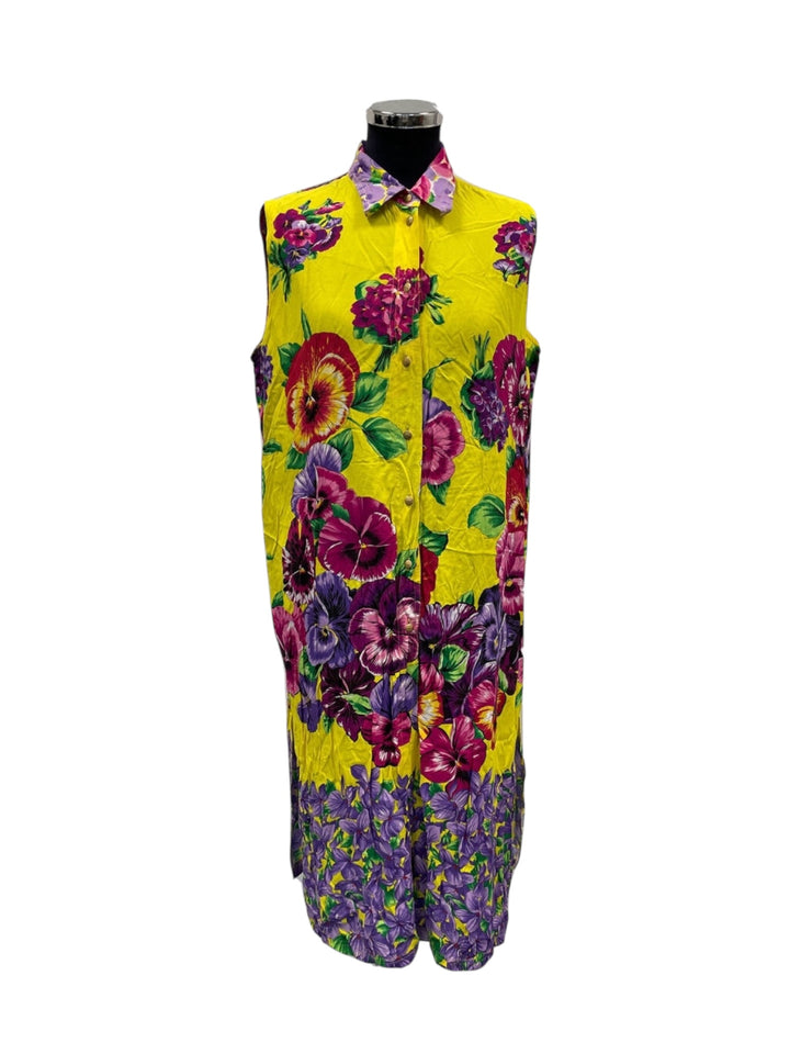 Versace Jeans Couture Floral Sleeveless Shirt Dress Large