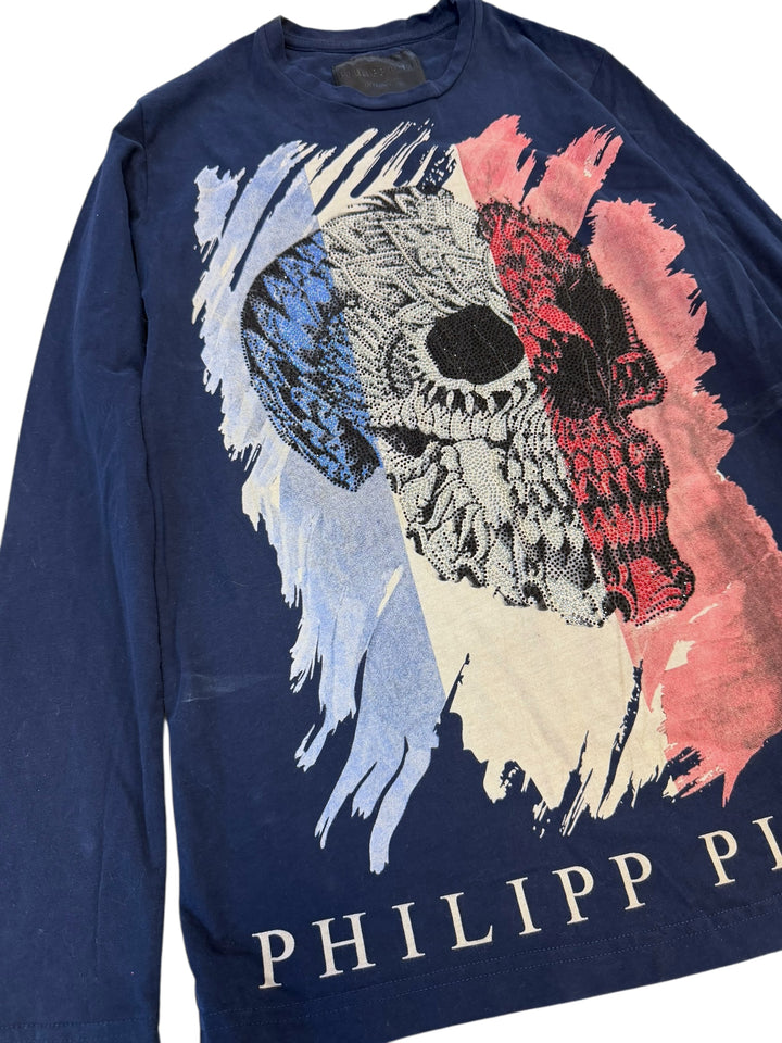 Philipp Plein Skull Rhinestone Long Sleeve Tee Medium