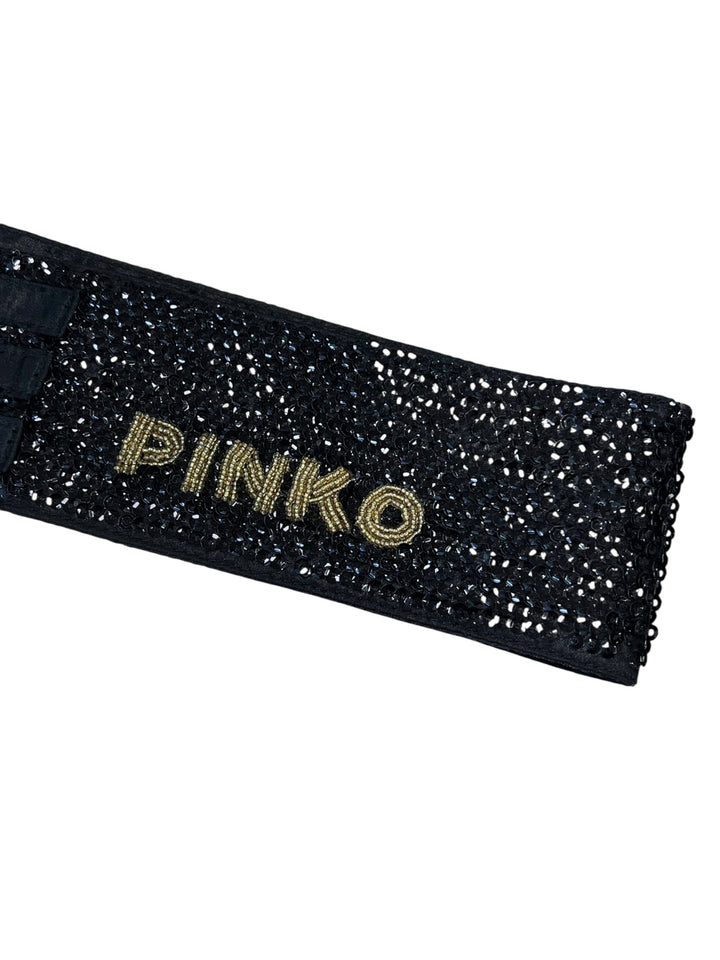 Pinko Black Satin Embellished Waist Belt