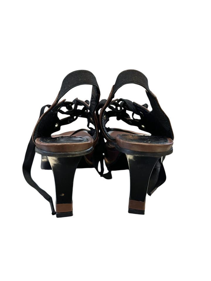 Marithé + François Girbaud Vintage Brown Open-Toe Heels Size eu37.5