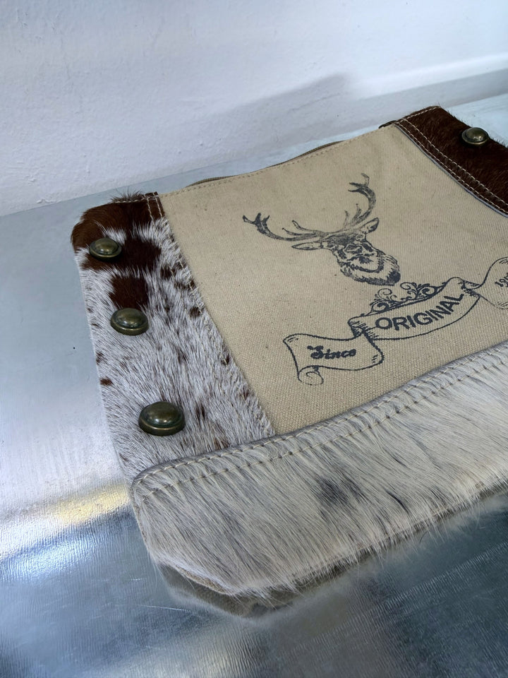 Hair-on hide western canvas pouch